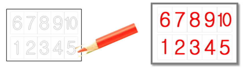 인쇄물에 1부터 10까지 색칠